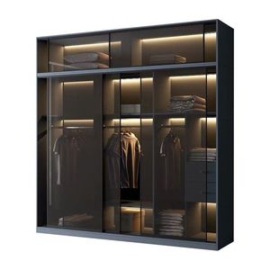 Persianas de cristal modernas personalizadas para dormitorio, <span class=keywords><strong>armario</strong></span> con diseño de <span class=keywords><strong>armario</strong></span>, con estantes - Product Image 2