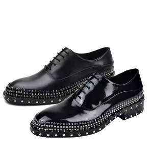 Chaussures habillées Oxford pour hommes en cuir de vachette, style décontracté et élégant, pour affaires et marche - Product Image 1