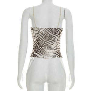 Viviblook C26TP061 Camiseta sin mangas con estampado de cebra y cuello en V para mujer, novedad de verano - Product Image 4