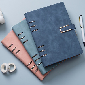 Precio de fábrica barato suministros escolares de oficina carpeta impresa de cuero recargable cuaderno personalizado tamaño A5 diario de hojas sueltas - Product Image 1