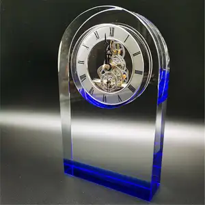 Mit kunden spezifischem Logo für Hochzeits-Souvenirs Geschenke Gäste Kristallglas uhr