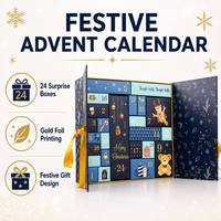 Kotak Kalender Advent Natal Grosir 24 Hari Kotak Hadiah Kosmetik Kecantikan Model Buku Lipat Tiga Kemasan Karton Foil Emas
