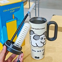C397 Personalización Taza aislada portátil Pajita de aspecto alto Viaje Vientre Botella de agua Impresión de dibujos animados Taza termo de acero inoxidable