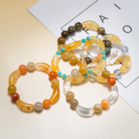 Bracelet en perles de cristaux naturels mélangés, avec breloque tube sculptée à la main, pierre de guérison spirituelle, fait main, cadeau d'anniversaire porte-bonheur