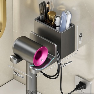 ダイソン対応 金属 及び プラスチック製 壁掛け式 ヘアドライヤー 収納オーガナイザー｜家庭用 リビングルーム バスルーム向け スクエア型 収納棚 ラック - Product Image 5