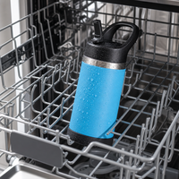 Bouteille d'eau pour enfants de 12 oz pour le bureau et l'école, avec une taille compacte de 17 cm, une poignée facile à transporter et une revêtement en poudre Dry Grip