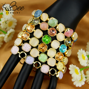 Pulsera de Lujo de Latón con Cristales y Oro de 14k, Cadena de Mano Bohemia de Esmalte de Colores, Joyería de Declaración para Fiesta de Mujer, Estilo Europeo y Americano - Product Image 4