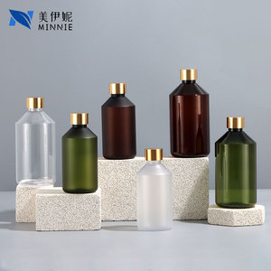 Minnie 500ml Brown <b>Plastic</b> Lotion Bottle Flat Shoulder Screw <b>Cap</b> Daily Care Filling Bottles - Product Image 2