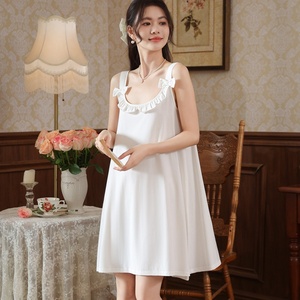 <span class=keywords><strong>Chemise</strong></span> <span class=keywords><strong>de</strong></span> <span class=keywords><strong>nuit</strong></span> d'été à bretelles pour femmes <span class=keywords><strong>en</strong></span> <span class=keywords><strong>coton</strong></span> avec coussin <span class=keywords><strong>de</strong></span> poitrine Sexy et ample pour la maison - Product Image 1