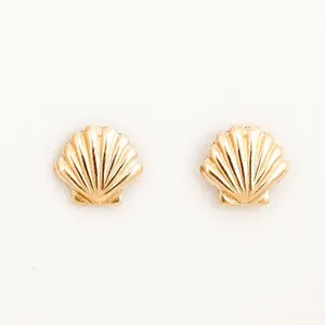 Lyburchi 14k 18k gold plated vermeil 925 sterling silver fine stud earrings jewelry summer beach dainty seashell earrings