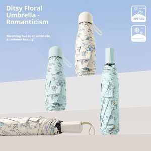 Parapluie de soleil anti-UV en caoutchouc noir à motif floral, double usage, pour femme, vente en gros, personnalisable avec logo - Product Image 2