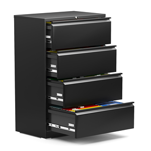 Armoire à dossiers latérale pliable en métal au design moderne avec 4 tiroirs pour usage domestique ou de bureau - Product Image 2