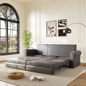 <span class=keywords><strong>Canapé</strong></span>-<span class=keywords><strong>lit</strong></span> 3-en-1 King Size 93,7 pouces, style Chesterfield vintage, avec fonction <span class=keywords><strong>lit</strong></span> gigogne et accoudoirs roulés - Product Image 1