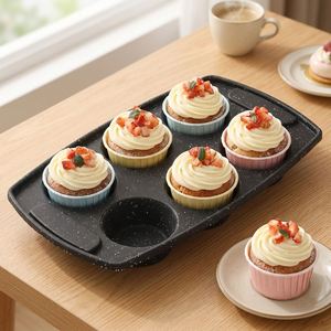 Moule à muffins en silicone alimentaire antiadhésif 6 cavités, personnalisé pour la cuisson - Product Image 3