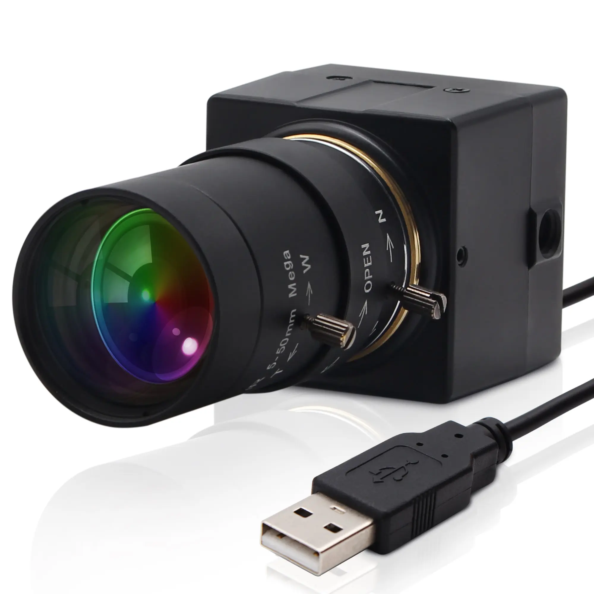 ELP 5 MP Webcam 2592X1944 High Resolution CMOS OV5640 Surveillance Mini USB Camera with Varifocal CS Lens Industrial USB Webcam