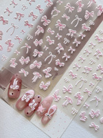 Autocollants 5D en relief TSZS pour ongles, motifs pois, nœuds et fleurs, décorations d'ongles DIY auto-adhésives délicates, vente en gros
