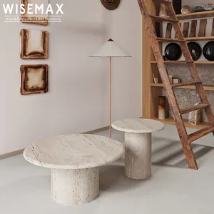 WISEMAX FURNITURE Table basse nordique moderne nouveau design Table d'appoint ronde en pierre d'artiste Table à thé minimaliste de haute qualité