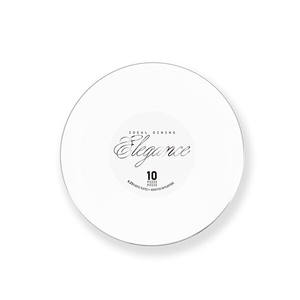 Plaque de camping en plastique Elegance 6.3 "blanc + tampon de jante argent 12 pièces/boîte - Product Image 1