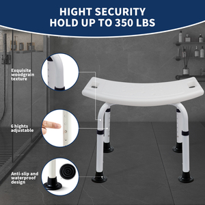 Siège de <span class=keywords><strong>douche</strong></span> en aluminium à ventouses, faible MOQ, capacité 330 LBS, hauteur réglable sur 6 niveaux, livraison rapide, pour la sécurité des personnes âgées à domicile - Product Image 4