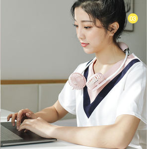 Ventilatore da collo pieghevole 2 in 1 con USB, staccabile, a forma di fiore. - Product Image 5