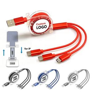 Wholesale 3.0 All Phones Fit 3 in 1 Logo Printing Data <b>Cables</b> <b>Charging</b> <b>Cable</b> - Product Image 1