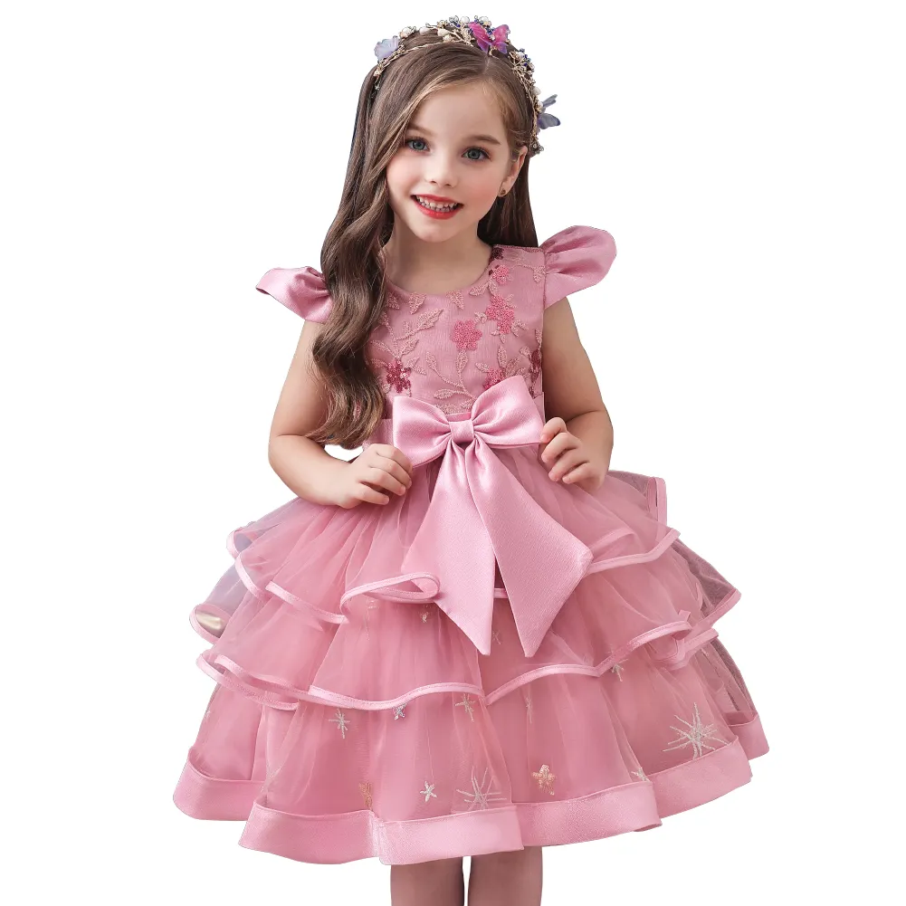 Çocuk kolsuz pembe parti çocuklar kız elbise pamuk zarif prenses elbise kız 2-10 yıl tutu gelinlik kızlar için