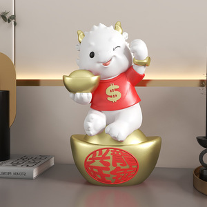 تمثال تنين من الراتنج مطلي يدويًا للازدهار والرخاء، زخرفة مكتبية بسيطة وعصرية للديكور المنزلي، مبيعات ساخنة من المصنع - Product Image 1