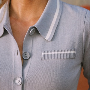 New Arrival Sexy Bodysuits Breathable <b>Knitting</b> Body <b>Stocking</b> Athleisure Tennis Wear Long Sleeves Polo Neck Shorts Set - Product Image 2
