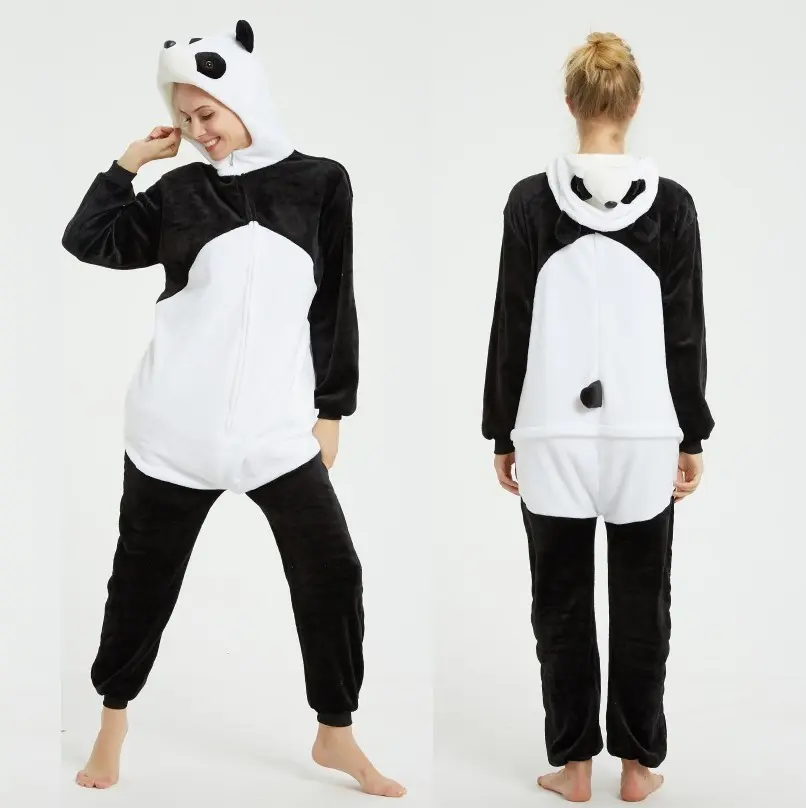 IN-STOCKED Retail Wholesale Animal Onesies Christmas Pajamas Flannel Cartoon Costume Panda Adults Pajamas Manufacturers