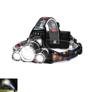 Lightweight Rechargeable 4 Lighting Modes Headlamp with 90 Angle Adjustable 18650 Headlight for Outdoors Night Fishing Repairing