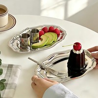 Plateau de service ovale en acier inoxydable 304, style Instagram, coréen, minimaliste, pour poisson vapeur, fruits et snacks