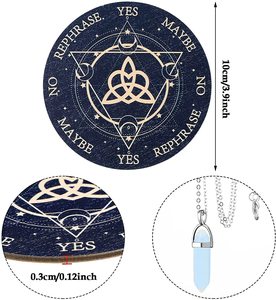 Ensemble de planche <span class=keywords><strong>à</strong></span> pendule avec collier <span class=keywords><strong>à</strong></span> pendule en cristal blanc, divination par la <span class=keywords><strong>radiesthésie</strong></span>, lune, sorcellerie, kit d'accessoires d'autel Wiccan - Product Image 2