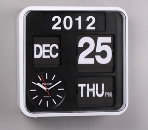 Hàng Mới Về Hấp Dẫn Hiện Đại Vuông Nhựa Đa Chức Năng Auto Lật Lịch Bảng Đồng Hồ Treo Tường - Product Image 2