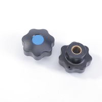 EFON Bouton de commande rotatif en bakélite, forme étoile à cinq branches ou fleur de prunier, avec tige filetée traversante, pour machine