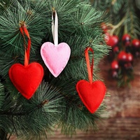 24er Pack Rosa und roter Filz Gefüllte Herz Weihnachten Hängende Ornamente für Christbaum schmuck