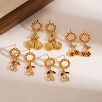 Summer New Trendy Fancy Charms pour la fabrication de bijoux Boucles d'oreilles en diamant délicates pour les femmes Boucles d'oreilles fraîches et douces en forme de cerise