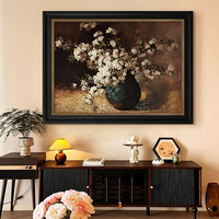 Peinture à l'huile abstraite sur toile de style rétro français, luxe haut de gamme, décoration florale, peinture à la main, cadre en bois, taille personnalisée