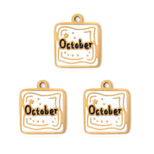 Charmes de <span class=keywords><strong>calendrier</strong></span> des pierres de naissance de 12 mois |   Pendentifs en acier inoxydable plaqué or 18 carats avec émail pour la fabrication de bijoux, bracelets et colliers DIY - Product Image 6