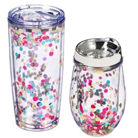 Beeman – tasse en plastique à Double paroi personnalisée, colorée bleue scintillante, tasse à œufs, gobelet pour thé au lait