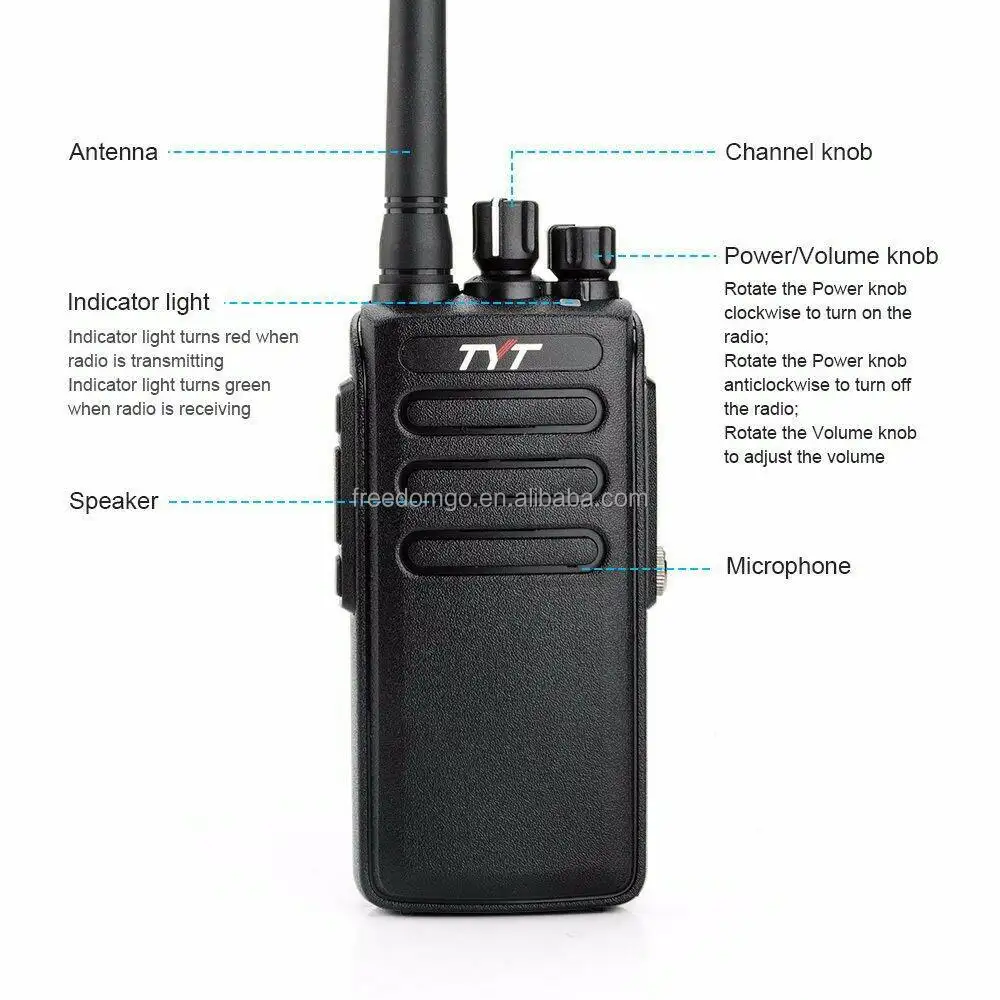 TYT MD 680D อินเตอร์โฟนที่มีประสิทธิภาพ 10W UHF/VHF TYT เครื่องส่งรับวิทยุพร้อม SMS มือถือวิทยุสองทางเครื่องส่งรับวิทยุสีดํา 7.4 V Dc 10 กม.