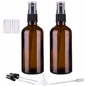Hydior 4oz Amber Glass Spray <b>Bottles</b> with Plastic Caps Small Fine <b>Mist</b> 30ml Capacity 2 Pack for Essential Oils - Product Image 1