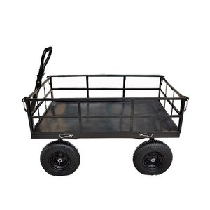Xe đẩy đa năng bằng thép nặng, dùng cho sân vườn, ngoài trời, chở củi, dụng cụ làm vườn, 4 bánh xe, thành bên có thể tháo rời - Product Image 6