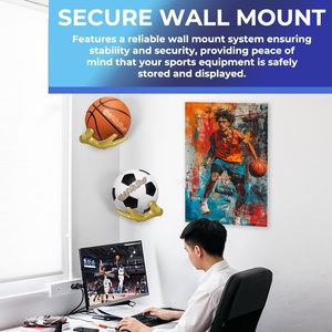 Supports muraux en résine dorée pour ballons, pour les sports gauchers/droitsiers, affichage de ballons de basket-ball, de volley-ball, de football, rangement mural - Product Image 5