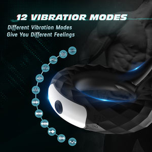 Masseur électrique pour la masturbation masculine, anneau de pénis en silicone, 12 modes de vibration, anneau de verrouillage du sperme, jouets sexuels pour adultes - Product Image 4