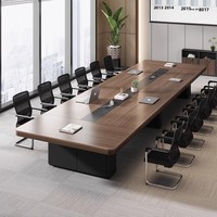 Table de conférence moderne en bambou HYZ-247X avec prise intégrée, capacité 16 personnes, design rectangulaire pour salle de formation, de négociation et de réunion