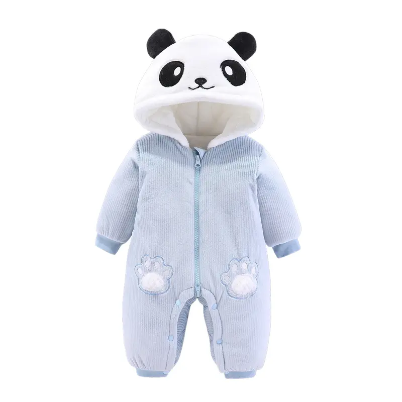 Newborn baby winter clothes panda baby jumpsuit autumn and winter thickened newborn romper