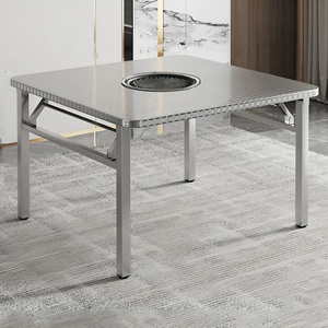 Foldable Stainless Steel Custom Cutouts <b>Table</b> <b>Folding</b> Charcoal Stove Induction Cooker Square <b>Round</b> Dining <b>Tables</b> <b>TABLE</b> Fold & Cu - Product Image 2