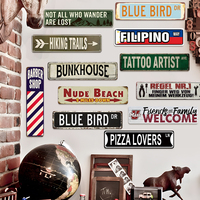 Panneaux de signalisation personnalisés 10x40cm Panneau en métal vintage Affiche publicitaire routière Art mural Décoration Maison Restaurant Bar Garage Décor