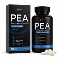 Capsules végétariennes de PEA à étiquette claire, formule micronisée de Palmitoyl Éthanolamide pour la mobilité quotidienne et le bien-être nerveux, vente en gros OEM