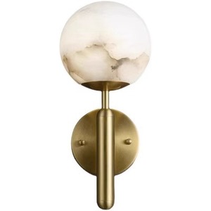 Lámpara de pared minimalista con pantalla de mármol, fuente de luz LED, base de bombilla E27 para dormitorio, sala de estar, pasillo, escalera - Product Image 5